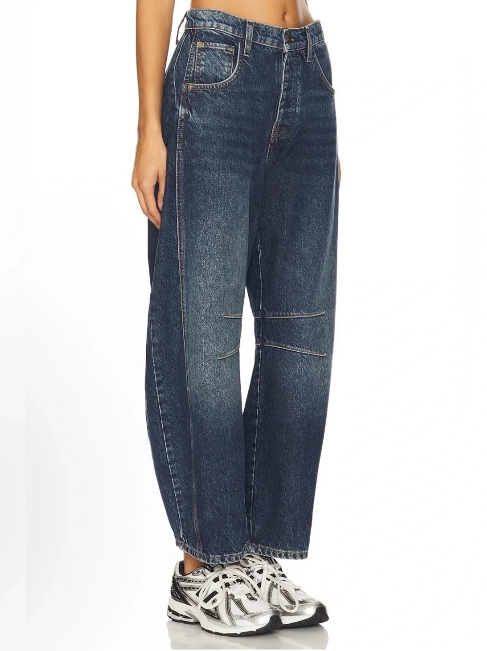 We The Free Good Luck Mid Rise Barrel Jeans in Deep End size 31 - Picture 2 of 11